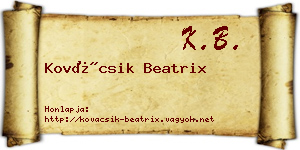 Kovácsik Beatrix névjegykártya